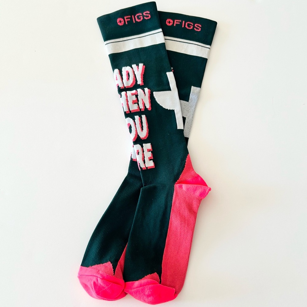FIGS New Compression Socks READY WHEN YOU ARE Small Green Neon Orange White
